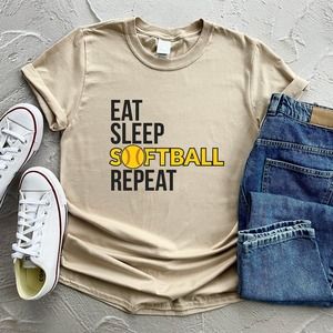 Eat Sleep Softball Repeat Shirt, Softball Custom Birthday Shirt
